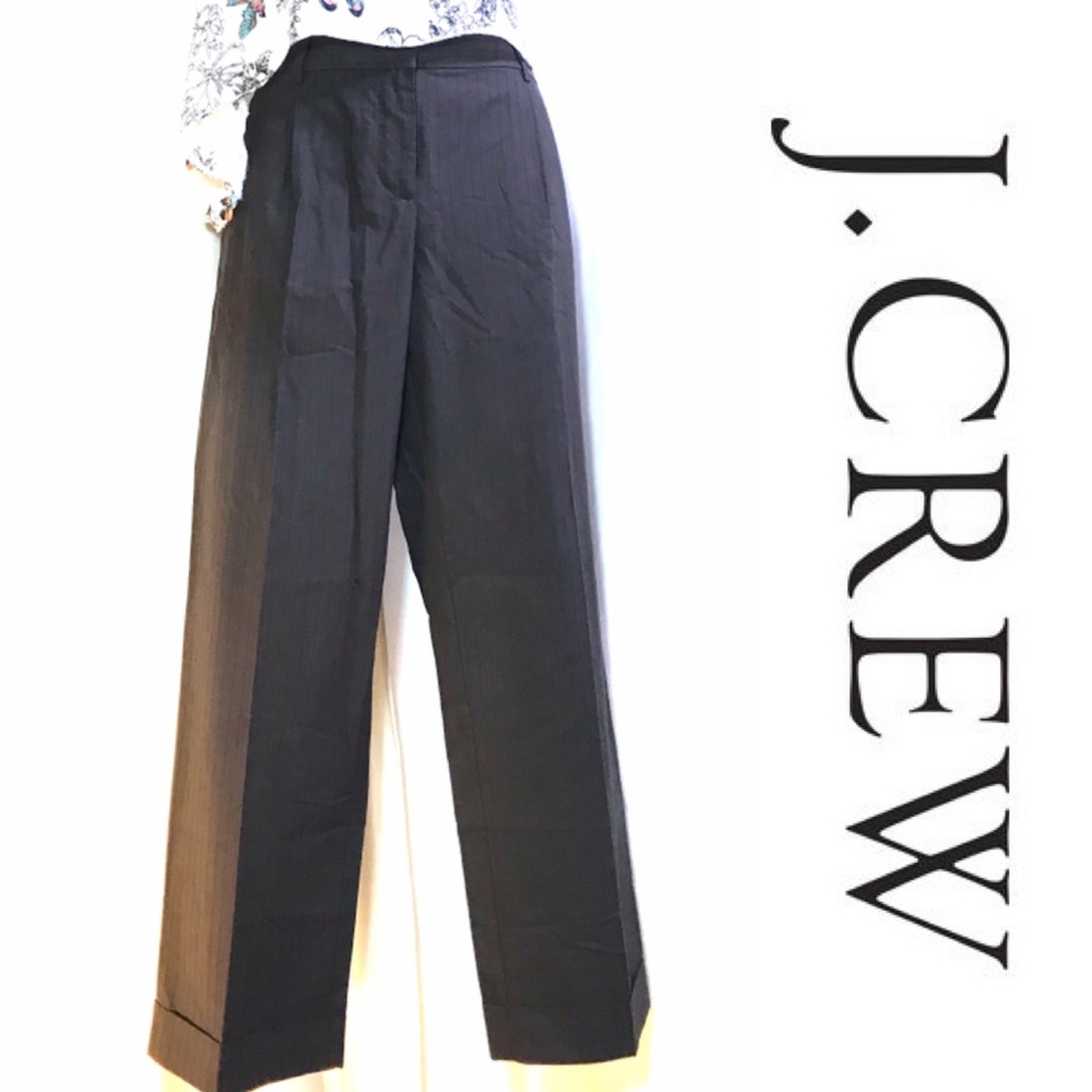 J Crew cropped pin stripe brown pants, city fit 8